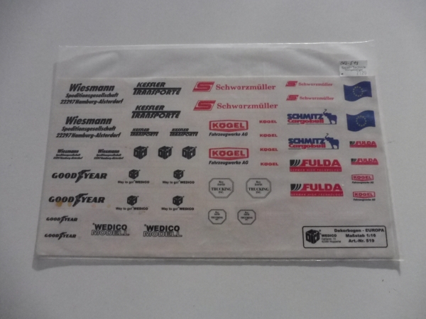 Wedico decal sheet Europe 1:16 # 519